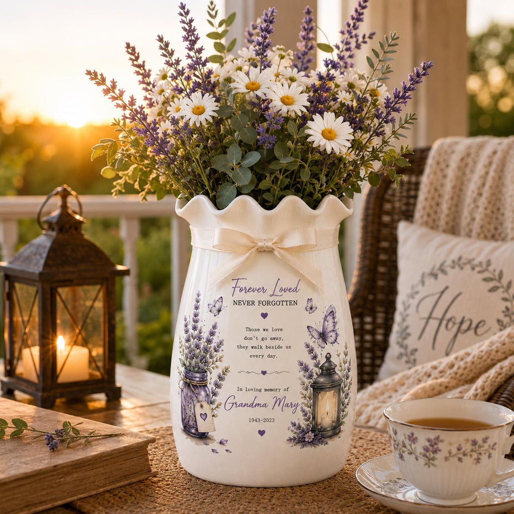 Personalized Memorial Ceramic Flower Vase, In Loving Memory Gift, Sympathy Keepsake, Loss of Mom or - product image 4