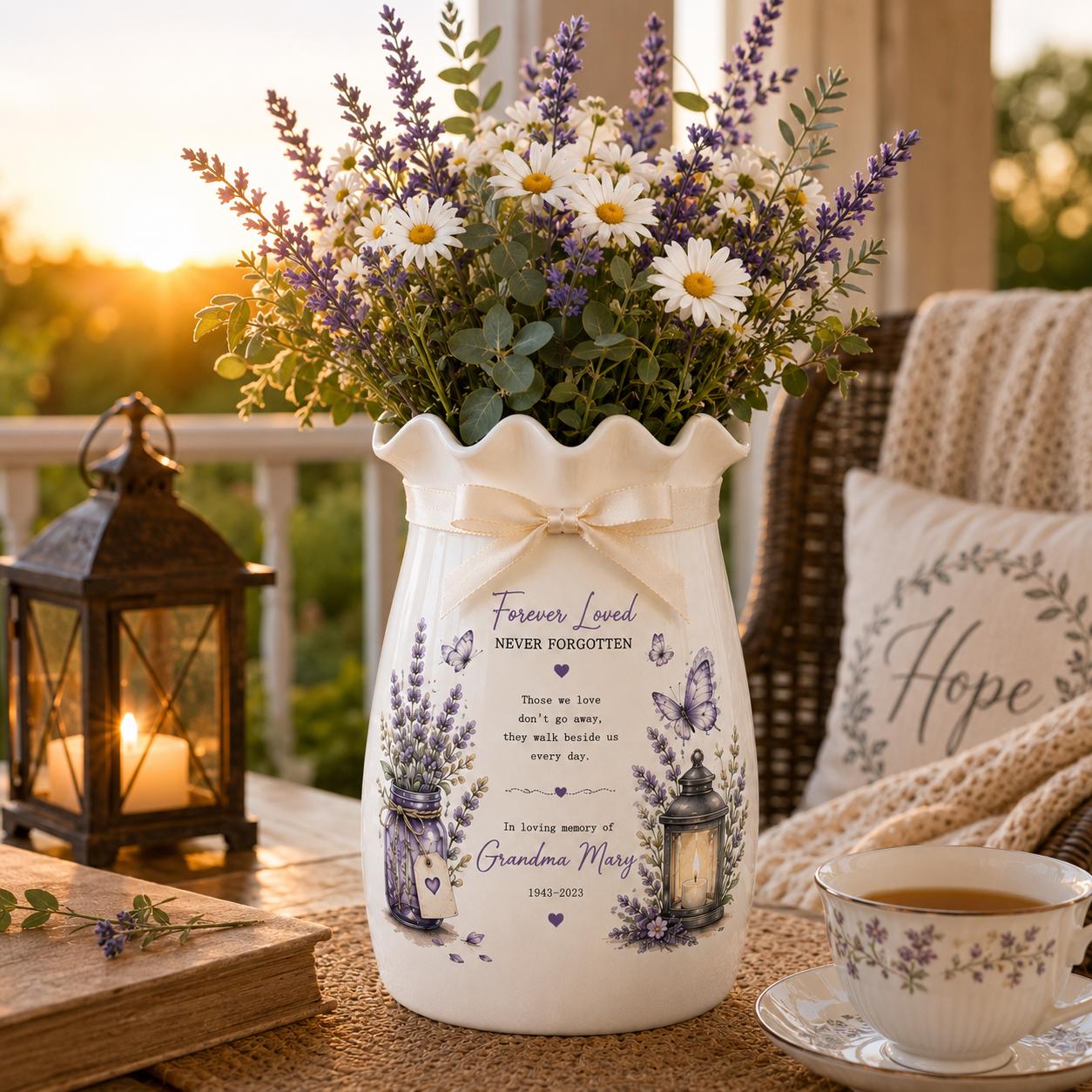 Personalized Memorial Ceramic Flower Vase, In Loving Memory Gift, Sympathy Keepsake, Loss of Mom or - product image 4