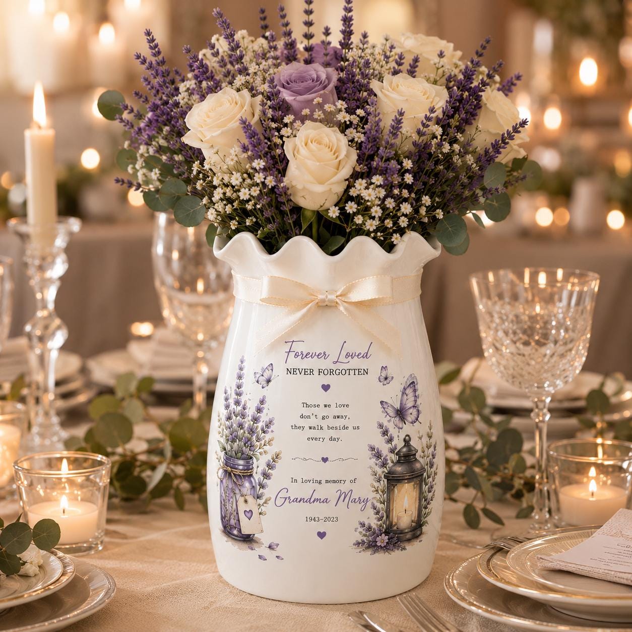 Personalized Memorial Ceramic Flower Vase, In Loving Memory Gift, Sympathy Keepsake, Loss of Mom or - product image 5