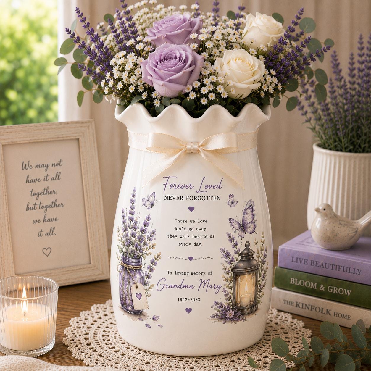 Personalized Memorial Ceramic Flower Vase, In Loving Memory Gift, Sympathy Keepsake, Loss of Mom or - product image 6