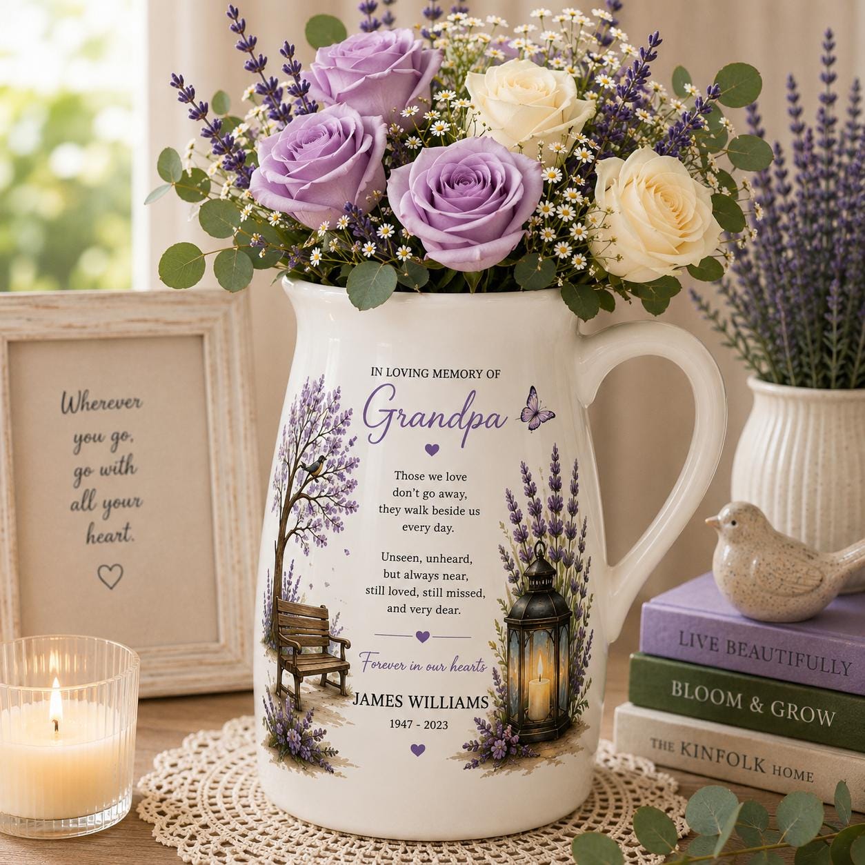 Personalized Grandpa Memorial Ceramic Flower Vase, In Loving Memory Gift, Sympathy Keepsake, Loss of - product image 5