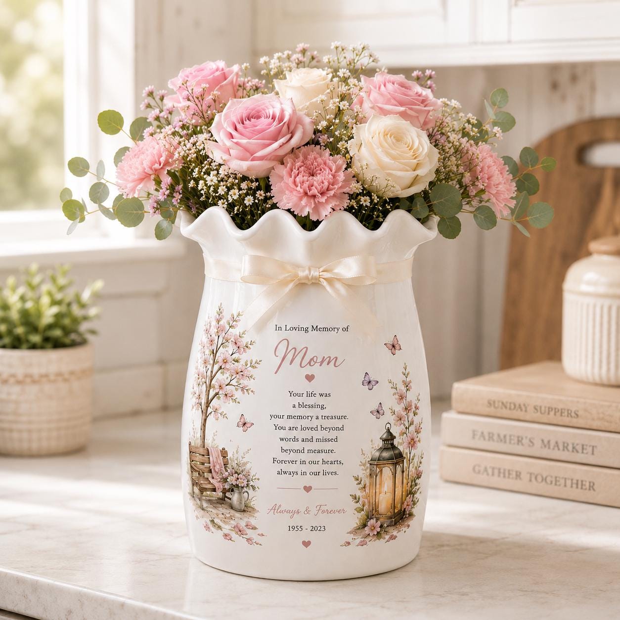Personalized Mom Memorial Ceramic Flower Vase, In Loving Memory Gift, Sympathy Keepsake, Loss of Mother - product image 10