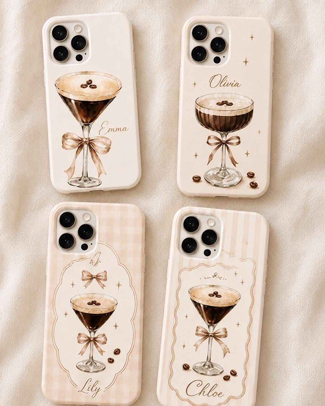 Custom Espresso Martini Phone Case, Personalized Cocktail iPhone Case, Coquette Coffee Drink Gift