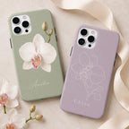 Custom Orchid Phone Case, Personalized Name iPhone Case, Elegant Black Floral Case Gif