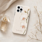 Custom Orchid Phone Case, Personalized Name iPhone Case, Elegant Black Floral Case Gif