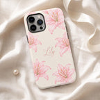 Pink Lily Phone Case, Watercolor Floral iPhone Case, Soft Feminine Botanical Case Gift