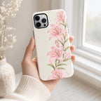 Pink Lily Phone Case, Watercolor Floral iPhone Case, Soft Feminine Botanical Case Gift