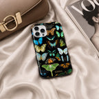Dark Botanical Butterfly iPhone Case, Colorful Moth Nature Phone Cover