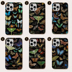 Dark Botanical Butterfly iPhone Case, Colorful Moth Nature Phone Cover