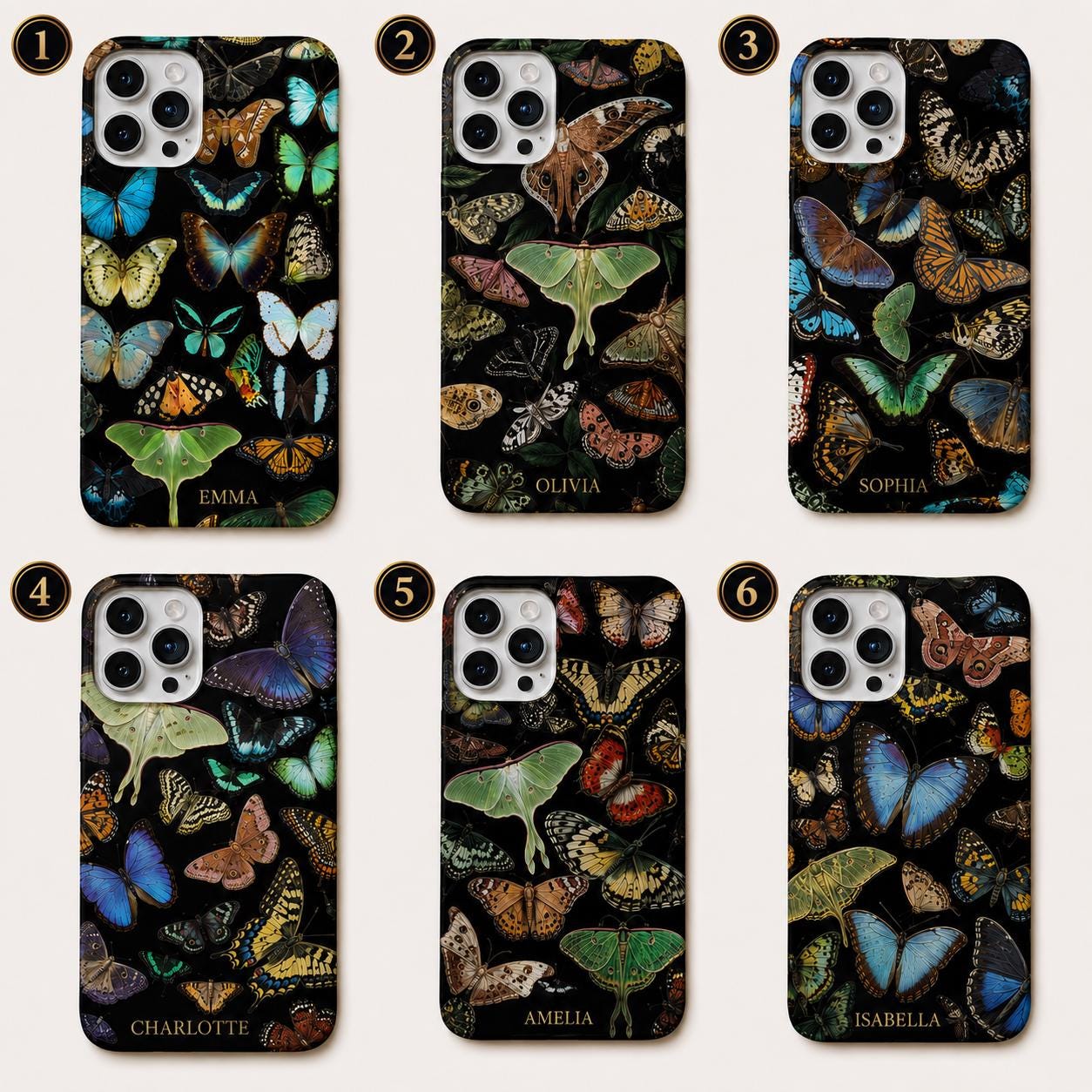 Dark Botanical Butterfly iPhone Case, Colorful Moth Nature Phone Cover