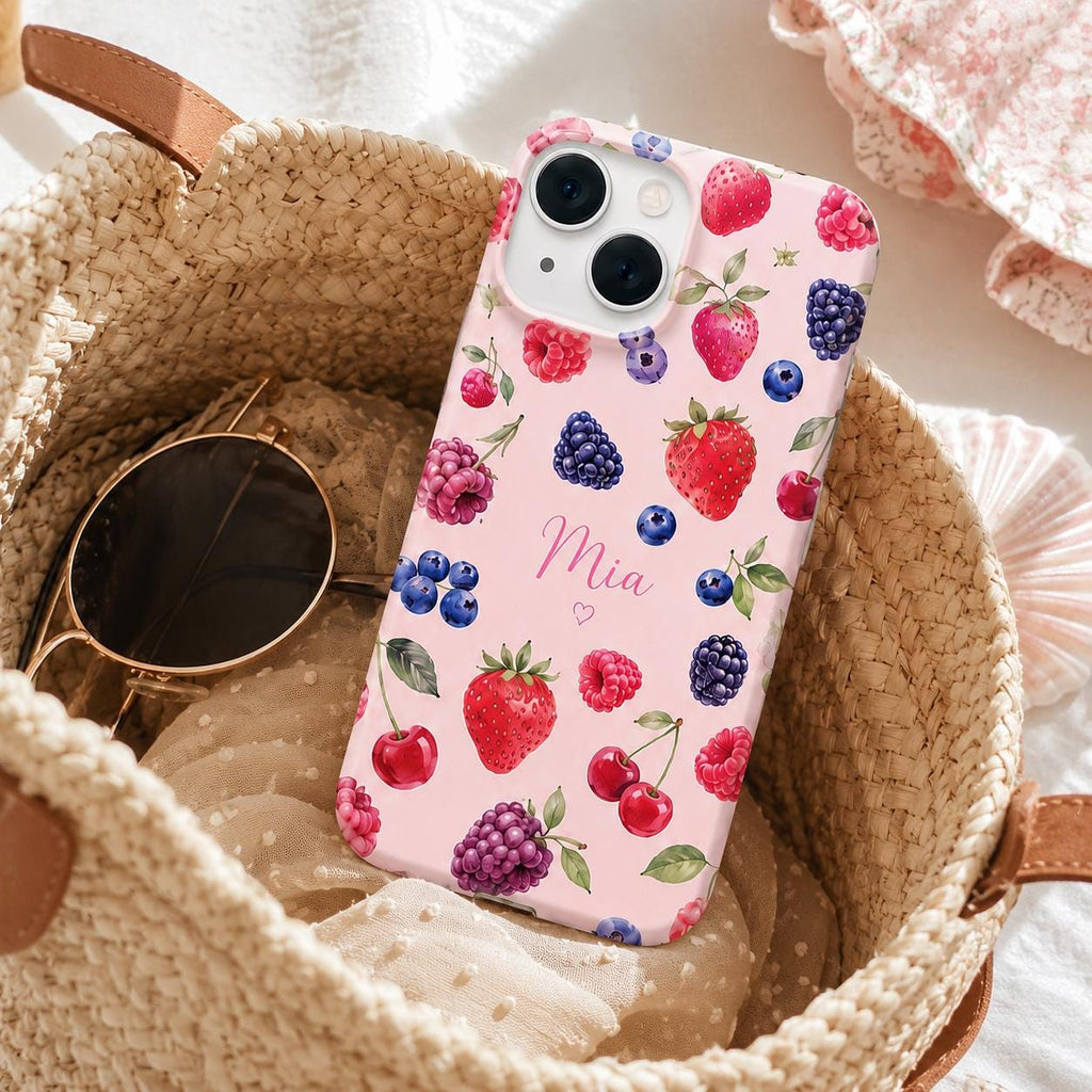 Custom Watercolor Citrus iPhone Case, Personalized Summer Name Phone Cover