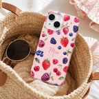 Custom Watercolor Citrus iPhone Case, Personalized Summer Name Phone Cover