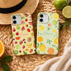 Custom Watercolor Citrus iPhone Case, Personalized Summer Name Phone Cover