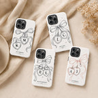 Custom Bow Heart Phone Case, Personalized Initials Date iPhone Case, Coquette Couple Gift