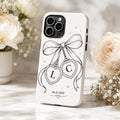 Custom Bow Heart Phone Case, Personalized Initials Date iPhone Case, Coquette Couple Gift