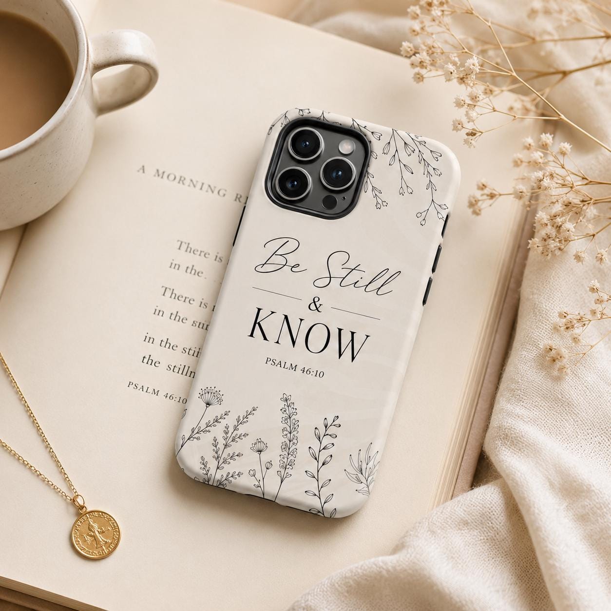 Christian Floral Phone Case, Walk By Faith Bible Verse iPhone Case