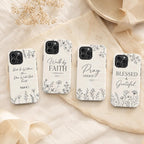 Christian Floral Phone Case, Walk By Faith Bible Verse iPhone Case