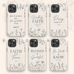 Christian Floral Phone Case, Walk By Faith Bible Verse iPhone Case