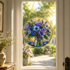 Blue Wildflower Stained Glass Suncatcher – product photo 5