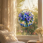 Blue Wildflower Stained Glass Suncatcher – product photo 7