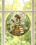 Personalized Reading Fairy Stained Glass Suncatcher – main product view