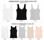 Custom Girl Hobby Embroidered Tank Top, Personalized Lace Cami, Book Matcha Pilates Coffee Beach Shirt Gift