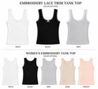 Custom Cute Embroidered Tank Top, Personalized Lace Cami, Ballet Bunny Bow Croissant Shirt Gift For Her