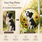 Custom Dog Photo Stained Glass Suncatcher – main product view