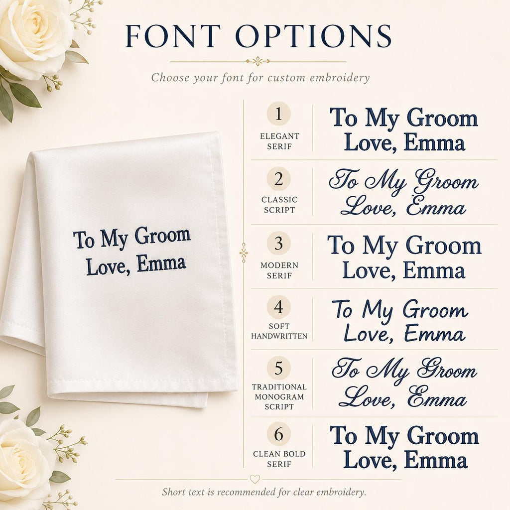 Personalized Groom Handkerchief, Custom Embroidered Wedding Handkerchief, Gift From Bride To Groom