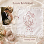 Personalized Photo Embroidered Handkerchief, Custom Wedding Hanky, Bride Groom Keepsake Gift