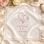 Personalized Photo Embroidered Handkerchief, Custom Wedding Hanky, Bride Groom Keepsake Gift