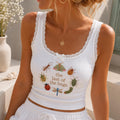 The Last of the Bugs Embroidered Camisole, Cute Insect Lace Trim Tank Top, Bug Lover Nature Shirt for Women
