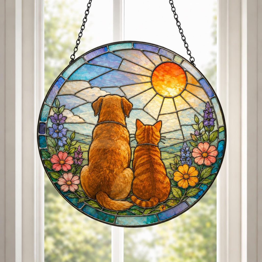 Custom Dog Cat Suncatcher, Stained Glass Pet Ornament, Mom Gift - product image 3