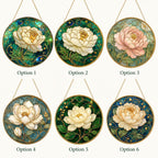 Peony Stained Glass Suncatcher – Art Nouveau Floral Window Hanging – Luxury Home Decor – product photo 2