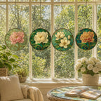 Peony Stained Glass Suncatcher – Art Nouveau Floral Window Hanging – Luxury Home Decor – product photo 10