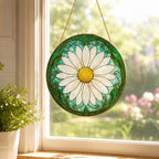 Daisy Glass Suncatcher, Radiant Flower Window Hanging – product photo 4