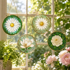 Daisy Glass Suncatcher, Radiant Flower Window Hanging – product photo 7