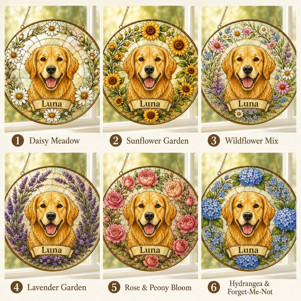 Custom Pet Portrait Glass Suncatcher, Dog Memorial Gift - product image 2