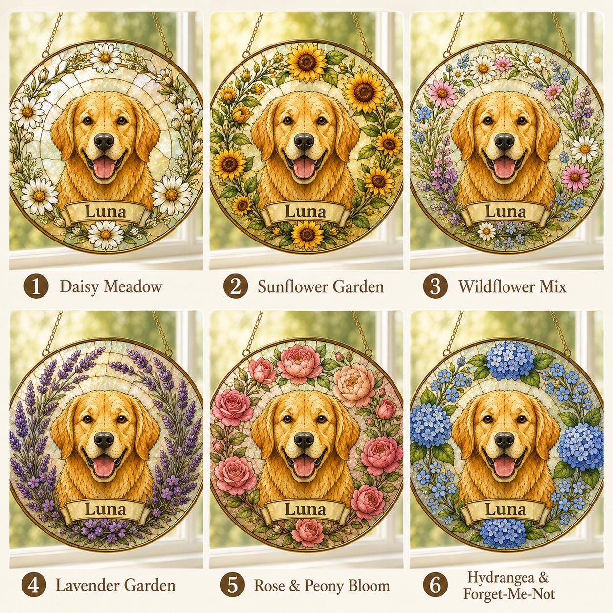 Custom Pet Portrait Glass Suncatcher, Dog Memorial Gift - product image 2