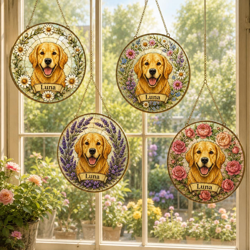 Custom Pet Portrait Glass Suncatcher, Dog Memorial Gift - product image 8