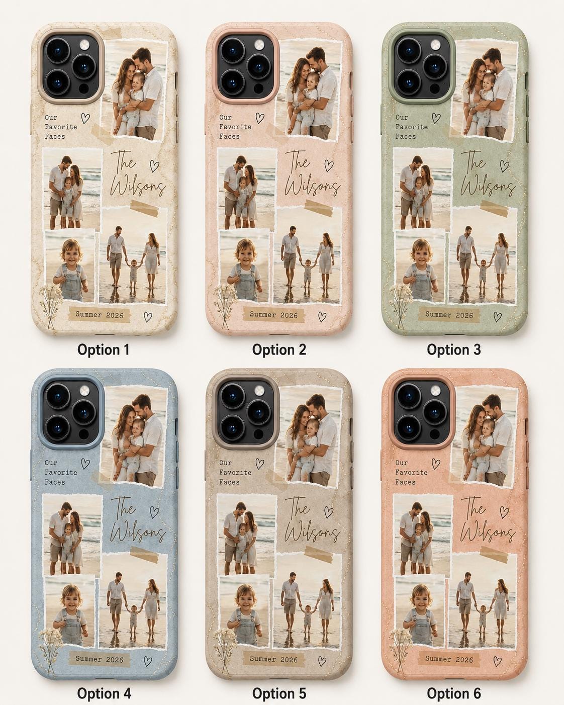 Personalized Family Photo Phone Case, Custom Photo Collage Case, Summer Memories Gift For Mom