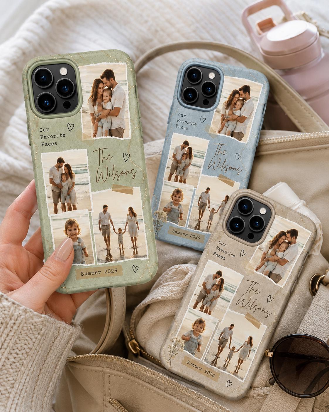 Personalized Family Photo Phone Case, Custom Photo Collage Case, Summer Memories Gift For Mom