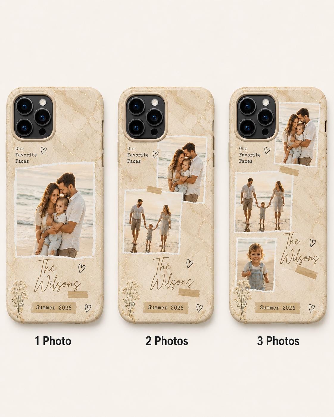 Personalized Family Photo Phone Case, Custom Photo Collage Case, Summer Memories Gift For Mom