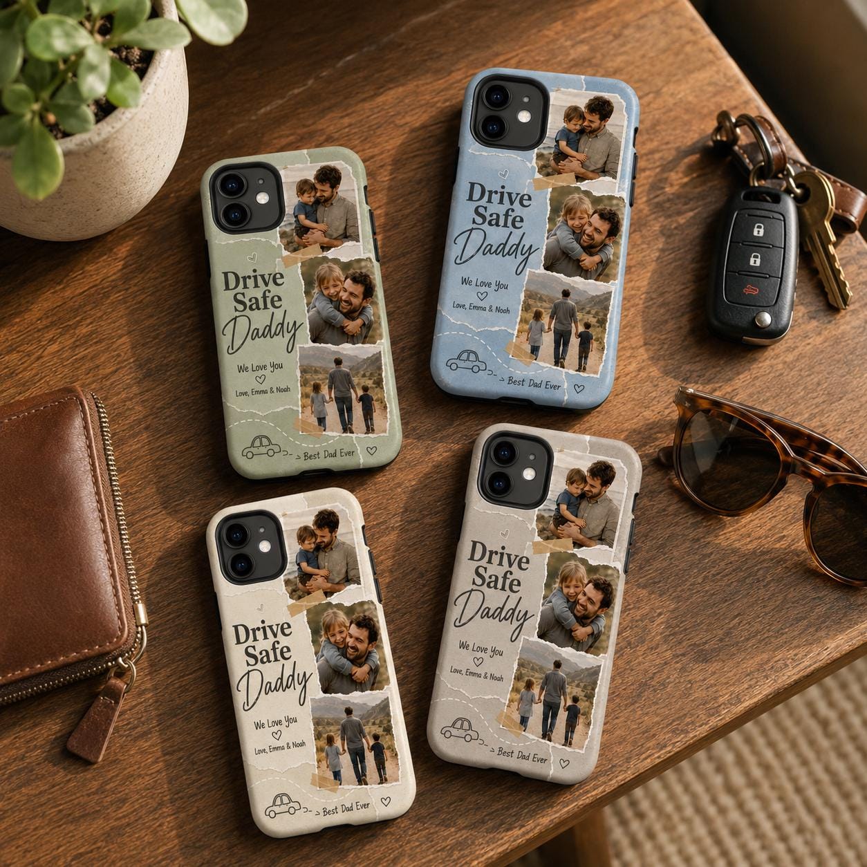 Drive Safe Daddy Photo Phone Case, Personalized Dad Photo Collage Case, Custom Father’s Day Gift