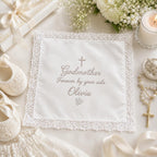 Personalized Godmother Handkerchief, Custom Embroidered Baptism Hanky, Godmother Keepsake Gift