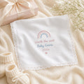 Personalized Baby Handkerchief, Custom Embroidered Rainbow Baby Hanky, Baby Shower Keepsake Gift