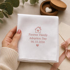 Personalized Adoption Day Handkerchief, Custom Embroidered Family Hanky, Forever Family Keepsake Gift