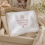 Personalized Adoption Day Handkerchief, Custom Embroidered Family Hanky, Forever Family Keepsake Gift