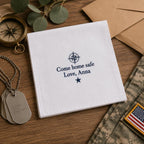 Personalized Military Handkerchief, Custom Embroidered Come Home Safe Hanky, Deployment Gift