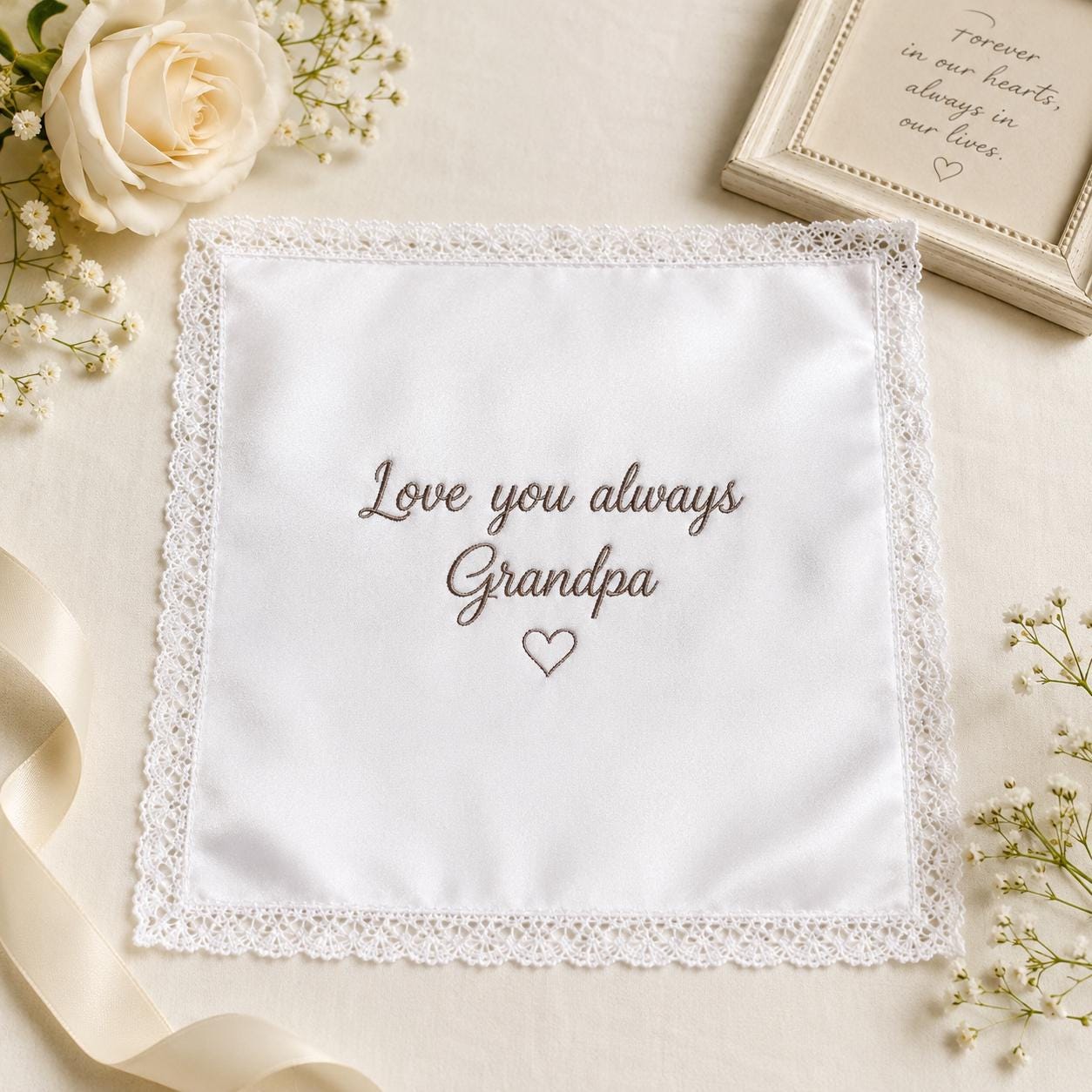 Personalized Grandpa Handkerchief, Custom Embroidered Memorial Hanky, Grandfather Keepsake Gift